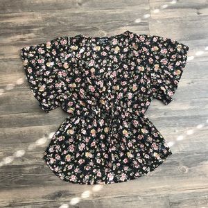 Forever 21 Floral Sheer Short Sleeve